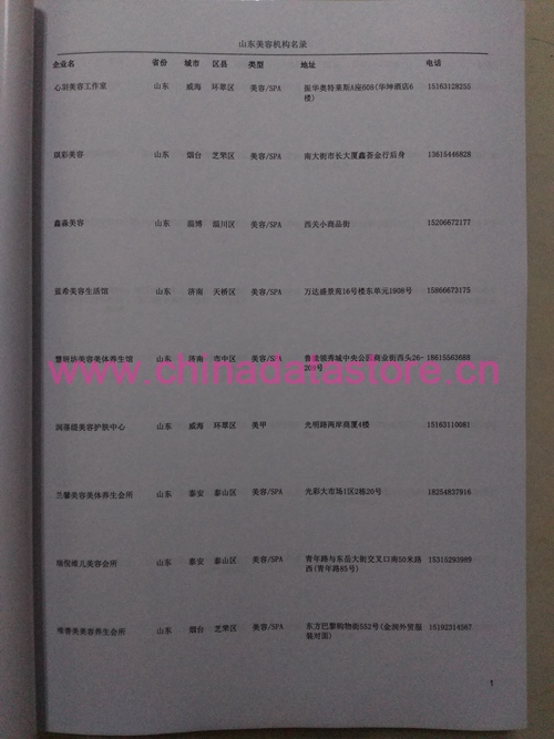 山東美容院企業(yè)黃頁(yè)收錄了最新的山東美容院企業(yè)名單，具有極高的營(yíng)銷價(jià)值，實(shí)實(shí)在在提高銷售業(yè)績(jī)